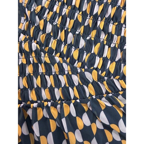 Anthropologie V-Neck Tank Top Geometric Navy Blue Sleeveless Blouse Small NWT - Picture 8 of 8